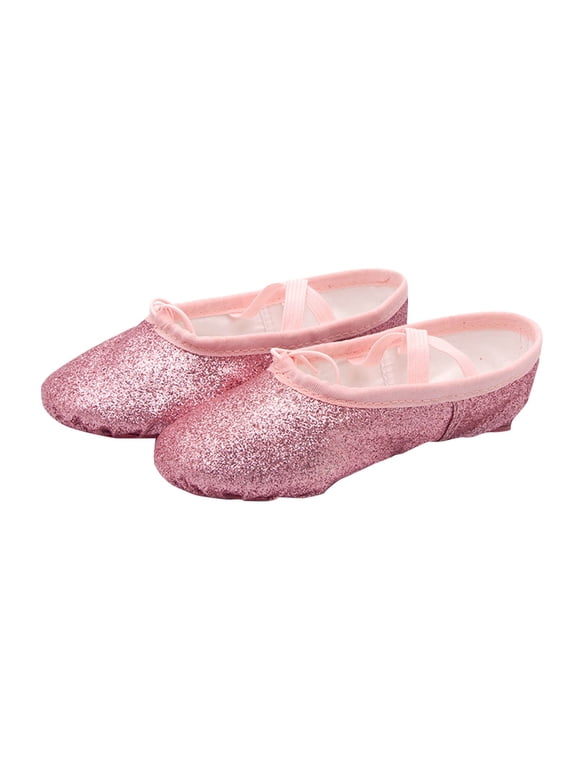 Girls Soft Sole Dance Shoes Shiny Solid Color Dance Sneakers Fitness Gymnastics for Kids 2-15 Years - Perfect for Ballet Yoga Practice and Dance Performances