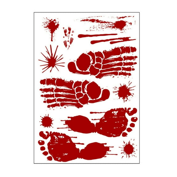 FFENYAN Halloween Bloody Handprints Bloody Footprints Wall Stickers Blood Prints Decor Halloween Wall Sticker lndoor Outdoor Window Home Door Goth Hallowmas Party Supplies