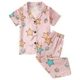thumbnail image 1 of FFENYAN Kids Floral Short Sleeve Silk Pajama Set Autumn Winter Cardigan and Shorts Sleepwear Homewear Outfits for Boys and Girls 12 Months-8 Years, 1 of 9