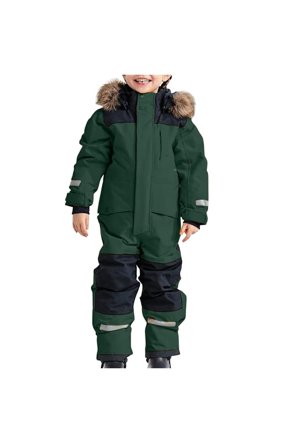 Kids Ski Jacket Waterproof Windproof Warm Thick Cotton One-Piece Snowsuits for Boys and Girls Perfect for Outdoor Activities Winter Sports and Snow Play for 1-15 Years