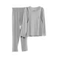 thumbnail image 1 of FFENYAN Kids Solid Color Summer Pajama Set - Unisex Air Conditioning Outfit Two-Piece Home Wear for Ages 2-16 - Long Sleeve Top and Long Pants Suit, 1 of 7