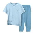 thumbnail image 1 of FFENYAN Kids Summer Pajama Set 2-16 Years - Short Sleeve Top and Long Pants AC Sleepwear for Boys Girls Unisex - Perfect for AC Home Daycare and Travel, 1 of 5