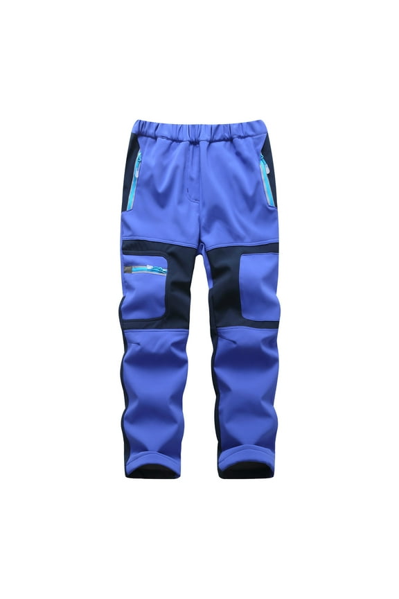 Kids Waterproof Breathable Softshell Pants Fleece Lined Warm Hiking Skiing Outdoor Pants Durable Adjustable Waist Perfect for Winter Activities for 5-16 Years