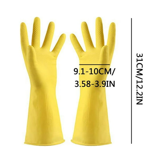 FFENYAN Kitchen Utility Tools Culinary Supplies Rubber Thickened Cleaning Gloves Thickened Dishwashing Gloves Household Kitchen Housework Cleaning Rubber Gloves