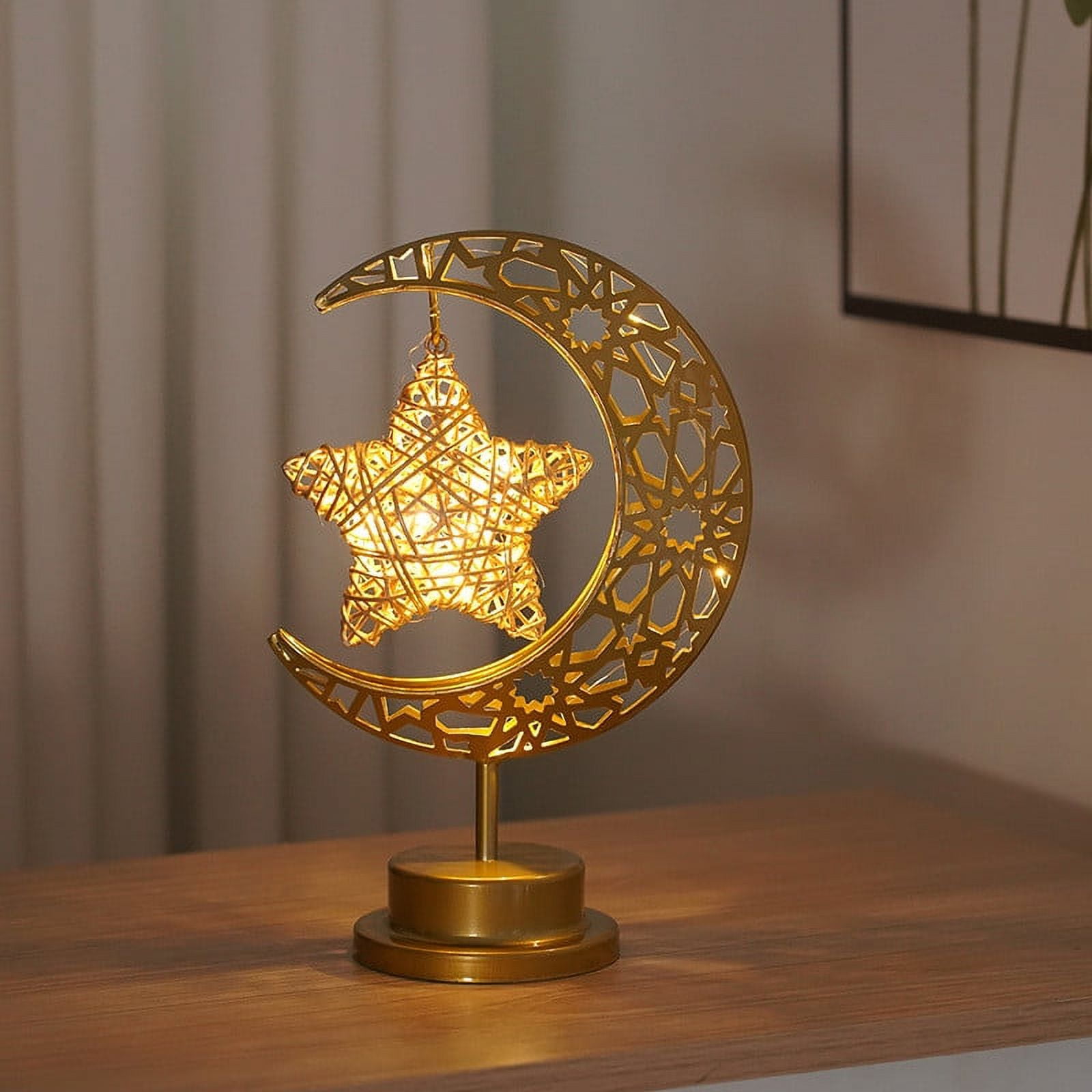 FFENYAN Ramadan Star Moon Table Lamp Wrought Iron Night Light LED ...
