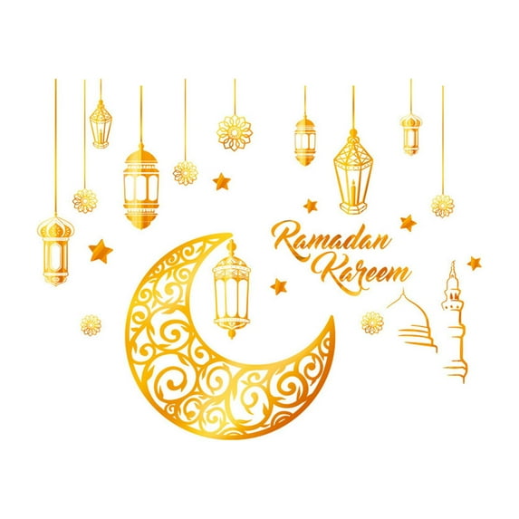 FFENYAN Ramadan Wall Stickers Ramadan Decorations For Home Stickers Islamic Muslim Wall Stickers Eid Mubarak Ramadan Decor Star Lantern Stickers Decals