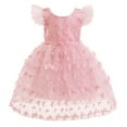 thumbnail image 1 of FFENYAN Solid Color Lace Princess Dress for Girls with 3D Butterfly Flutter Sleeves Round Neck Long Sleeve Tulle Party Dress for Weddings Birthdays and Special Occasions for 2-10 Years, 1 of 6