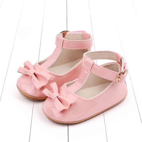 FFENYAN Summer Collection: Adorable Patent Leather Baby Shoes with Cute Bowknot Buckle - Perfect for Little Ones, Elegant and Comfortable Footwear for Infants for 6-12 Months