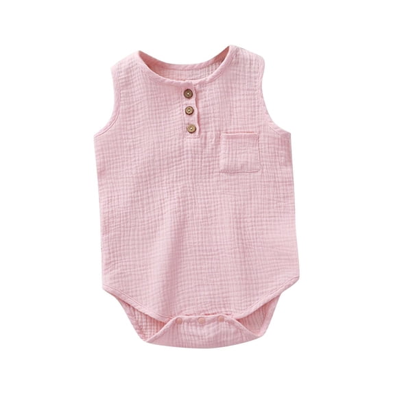 FFENYAN Summer Infant Sleeveless Cotton Bodysuit - Breathable Solid Color Romper for 0-24 Months - Ideal for Crawling, Playdates and Outdoor Fun