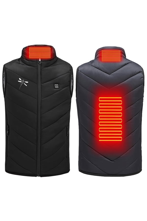 FFENYAN Trendy Dragonfly Print Kids USB Heated Vest Winter Two Zone Smart Temperature Control Jacket A Style Offers Comfortable Wear with Constant Temperature Heating for 4-15 Years