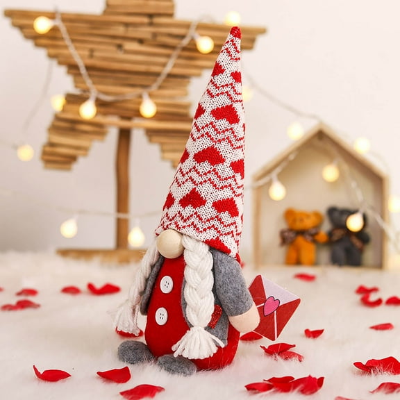 FFENYAN Valentines Day Decor Gnome Plush Home Table Decor Valentine's Day Dolls New Year Striped Faceless Toy Santa Claus Decorations