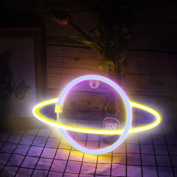 FFENYAN Warm Small Night Light Unique Design LED Planet Neon Light Universe Shape Ornaments Net Red Decoration Night Light