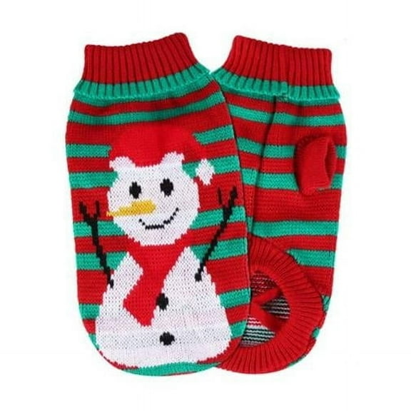 FFF-Snowman-L-GPCT4514 Turtleneck Christmas Clothes Snowman Stripes Costume Winter Holiday Sweater for Small Medium Kitten Puppy Cats & Dogs, Multi Color - Large