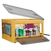 FFF-Yellow-L-GPCT4134 70 qt. Foldable Storage Bins with Lid 4 Doors Collapsible Stackable Closet Organizer Containers with Lock Wheels, Yellow - Large - 4 Piece - Unisex