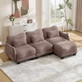 thumbnail image 1 of FFH 101" Convertible Sectional Sofa with Ottoman, L Shaped 3 Seat Cloud Couch with Waist Pillows, Curved Design, Chenille Rose Dust, 1 of 14