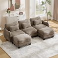 thumbnail image 1 of FFH 101" Convertible Sectional Sofa with Ottomans, U Shaped 3 Seat Cloud Couch with Waist Pillows, Curved Design, Chenille Coffee, 1 of 13