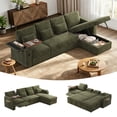 thumbnail image 1 of FFH 108" Sectional Sofa with Pull Out Bed, Recliner and Storage Chaise, L-Shaped Modern Couch, Living Room Furniture Sets, Green, 1 of 10