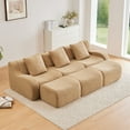 thumbnail image 1 of FFH 115.3" Reversible Sofa, Modular Sectional Cloud Couch with Pillows (Camel, 3 Seater with 3 Ottoman), 1 of 14