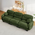 thumbnail image 1 of FFH 116" Apartment Sofa, Cozy Chenille 3 Seater Modular Cloud Couch, 2 Round Pillows, Green, 1 of 12