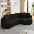 thumbnail image 1 of FFH 121" Modular Sectional Sofa, Oversized L-Shape Cloud Couch, Corduroy Curved Sofa for Living Room, Black, Right Facing Chaise, 1 of 11