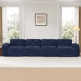 thumbnail image 1 of FFH 140" Modular Sectional Sofa for 4 People, Modern Velvet Deep Seat Cloud Couch, Blue, 1 of 12