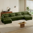 thumbnail image 1 of FFH 166" Modular Sectional Sofa, U Shaped Couch for Living Room, 4-Seater Comfy Cloud Couch with Deep Seat (Velvet Olive Green, 4 Seater with 2 Ottomans), 1 of 11