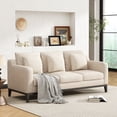 thumbnail image 1 of FFH 3-Seater Fabric Lounge Sofa with 3 Pillows & Deep Seat, Modern Comfy Upholstered Couch with Wood Legs, 80.5"*34"*34", 1 of 8