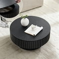thumbnail image 1 of FFH 31.5" Round Coffee Table with Storage, Small Wood Coffee Table with Sturdy Pedestal for Living Room, Apartment, Black, 1 of 12