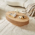 thumbnail image 1 of FFH 43.7 inch Oblong Coffee Table for Living Room,Modern Rustic Handcraft Corner Coffee Table with Solid Nature Wood Relief Sturdy Pedestal for Apartmen,Side Table Centre Table,Nature Wood, 1 of 13