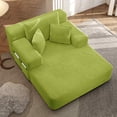 thumbnail image 1 of FFH 60" Chaise Lounge Chair Indoor, Convertible Sleeper Sofa Bed with Storage Pockets, Plush Corduroy Floor Lazy Sofa, Frameless Design, Matcha Green, 1 of 12