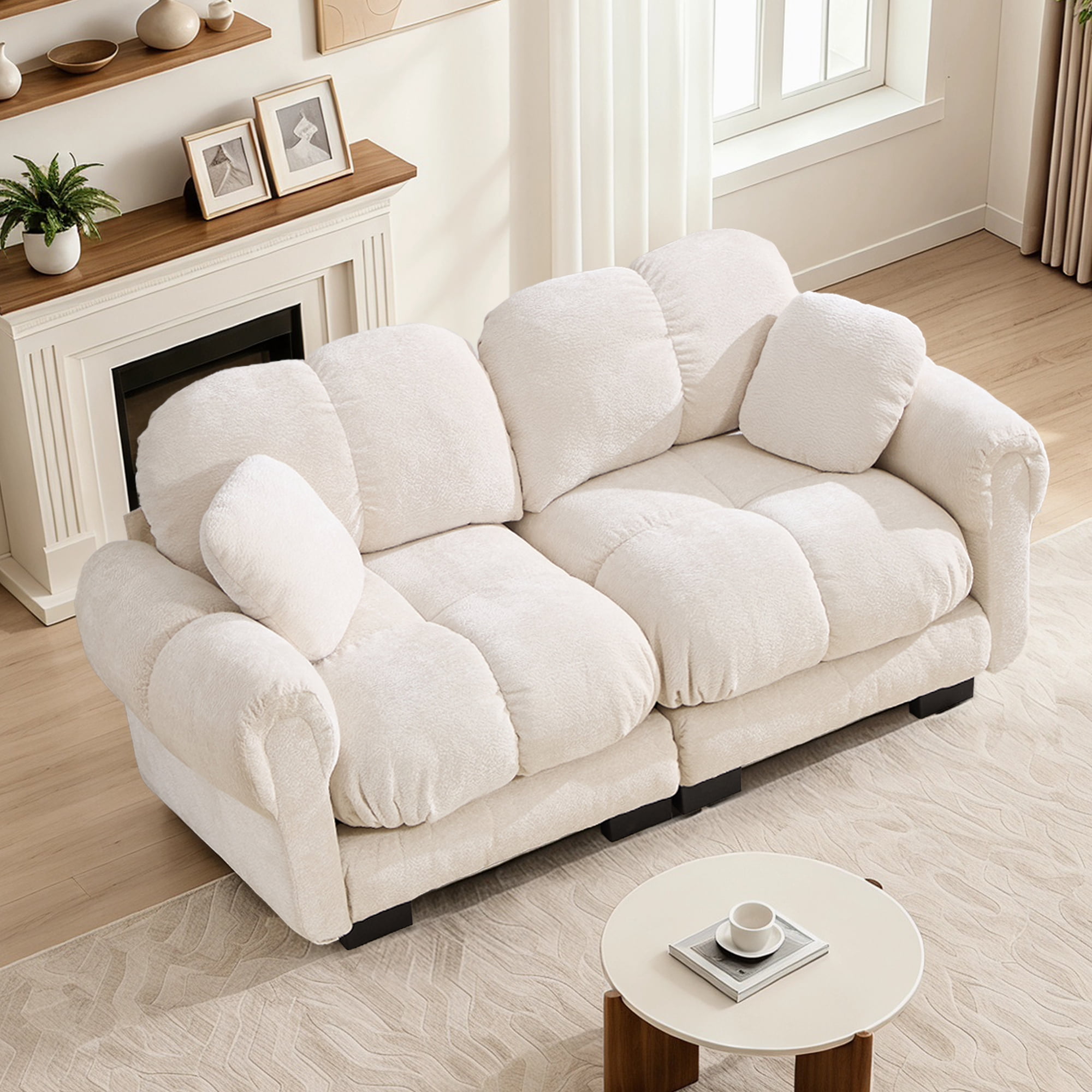 FFH 76.3" Chenille Loveseat, 2 Seater Sofa Cloud Couch for Living Room ...