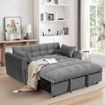 thumbnail image 1 of FFH 65" Convertible Futon Sofa Bed, Pull Out Sofa Bed with Adjustable Backrest, Velvet Loveseat Sleeper Sofa for Living Room, Dark Gray, 1 of 8