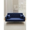 thumbnail image 1 of FFH 71" Velvet Futon, Convertible Sleeper Sofa Bed with 3-Position Adjustable Backrest, Twin-Size Sleeper Sofa with Throw Pillows, Blue, 1 of 10