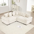 thumbnail image 1 of FFH 79.1" Oversized Cloud Sectional Couch, Convertible L Shaped Sleeper Sofa, 3 Seater Corduroy Living Room Chaise Sofa, Beige, 1 of 16