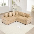 thumbnail image 1 of FFH 79.1" Oversized Cloud Sectional Couch, Convertible L Shaped Sleeper Sofa, 3 Seater Corduroy Living Room Chaise Sofa, Camel, 1 of 16