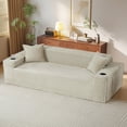thumbnail image 1 of FFH 80.7" Corduroy Sofa, 3 Seater Boneless Cloud Couch for Small Living Rooms, Apartments and Offices, Camel, 1 of 11
