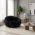 thumbnail image 1 of FFH Bean Bag Chair for Adults, Floral-Shaped Lazy Chair, Ultra-Soft Faux Fur Sofa Chair, Large Reading Chair for Living Room, Bedroom, Black, 1 of 1