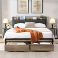 thumbnail image 1 of FFH Bed Frame Full with Storage Function Headboard and USB Ports, Footboard with Drawers, No Box Spring Needed, 1 of 14