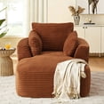 thumbnail image 1 of FFH Chaise Lounge Chair Indoor, 64.6" Oversized Modern Corduroy Sofa Couch, Comfy Sleeper Chair for Living Room, Apartment, Bedroom, Orange, 1 of 10