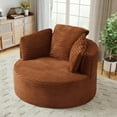 thumbnail image 1 of Muumblus 48.8" Oversized Accent Barrel Chair, Fluffy Round Lazy Sofa Chair for Adults, No Assembly Required, Orange Corduroy, 1 of 10