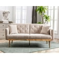 thumbnail image 1 of FFH Convertible Futon Sofa Bed, Velvet Upholstered Sleeper Sofa Loveseat, Beige, 1 of 8