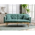thumbnail image 1 of FFH Convertible Futon Sofa Bed, Velvet Upholstered Sleeper Sofa Loveseat, Mint Green, 1 of 8