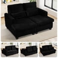 thumbnail image 1 of FFH Double Chaise Lounge Indoor, 61" Oversized Lounge Chair Sleeper Sofa Sectional, Corduroy Loveseat with Lumbar Pillows and Adjustable Backrests, Black, 1 of 16