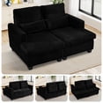 thumbnail image 1 of FFH Double Chaise Lounge Chair Indoor, Sleeper Sofa Corduroy Loveseat with Lumbar Pillows and Adjustable Backrests, Black, 1 of 16