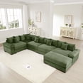 thumbnail image 1 of FFH Living Room Furniture Sets Sectional with Ottoman, 154.6" Convertible Modular Sectional Sofa, Oversized U Shaped Cloud Couch, Green, 1 of 16