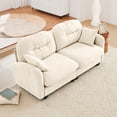 thumbnail image 1 of FFH Loveseat Sofa, 74" Cloud Sectional Couches for Living Room, Tufted 2-Seat Chenille Sofa with 2 Pillows, Wooden Base, Beige, 1 of 14