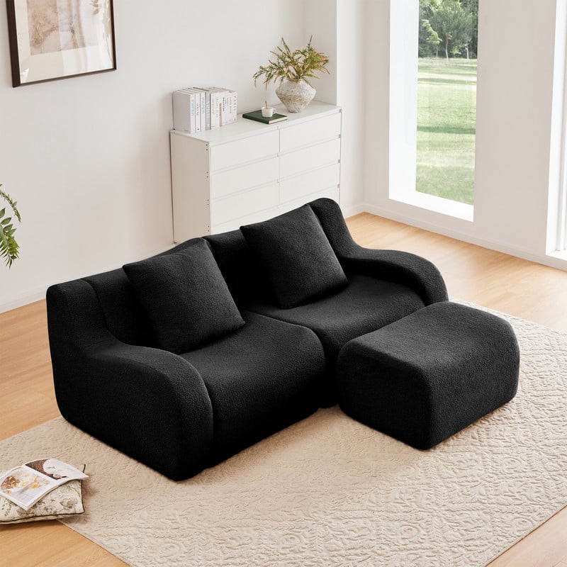 FFH Modular L-Shape Sofa with Ottoman, Cloud Sectional Sofa