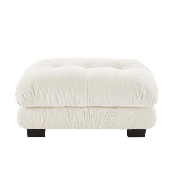 FFH Ottoman for Sectional Sofa, Chenille Cloud Ottoman for Couch, White