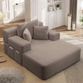 thumbnail image 1 of FFH Oversized Chaise Lounge Indoor, Plush Corduroy Cloud Floor Couch with Storage, Convertible Sofa Bed, No Assembly Required, Coffee, 1 of 12