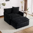 thumbnail image 1 of Muumblus Oversized Lounge Chair with Ottoman, Cloud Accent Armchair for Living Room, Black Chenille, 1 of 1